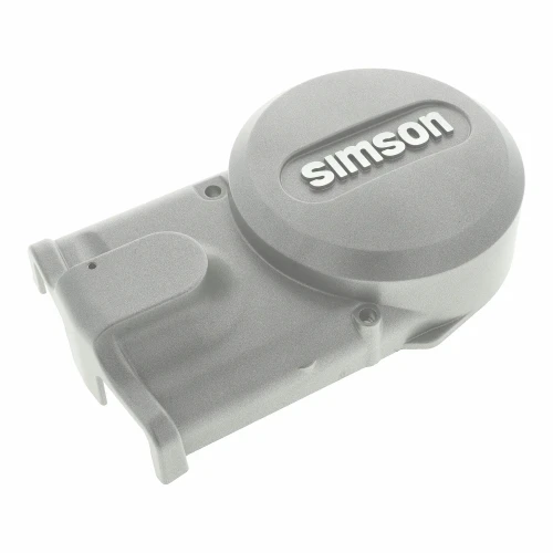 S221950-12 a - 10570-B-12-1 - Pokrywa silnika SIMSON S51, S53, S70, S83, SR50, SR80, KR51 prawa magneta iskrownika MEGU MZA aluminiowa malowana srebrna.webp
